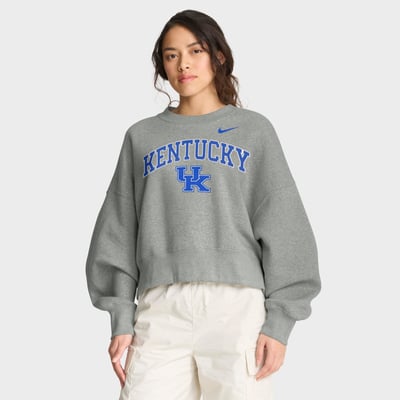 Kentucky Wildcats Nike Women's Oversized Phoenix Arch Pullover Sweatshirt - Heather Gray