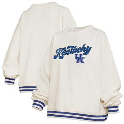 Kentucky Wildcats Pressbox Women's Bonanza Chenille Ribbed Sweatshirt - Cream