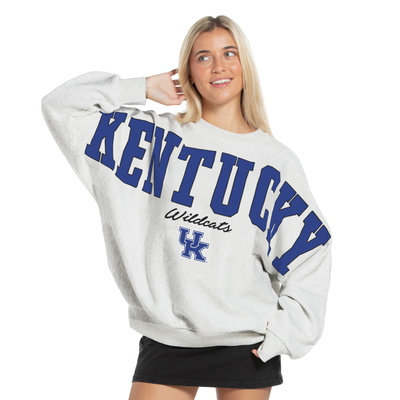 Kentucky Wildcats Pressbox Women's Flannigan Oversized Fleece Sweatshirt - Heather Gray