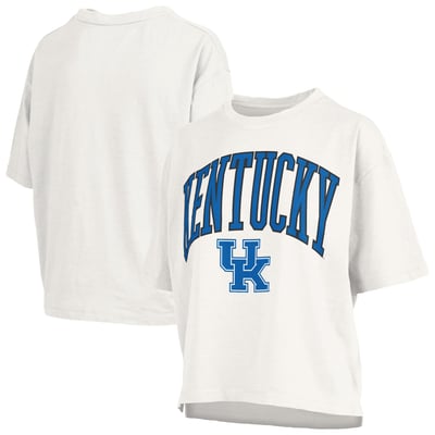 Kentucky Wildcats Pressbox Women's Oversized Nelson Arch Over Logo Slub T-Shirt - White