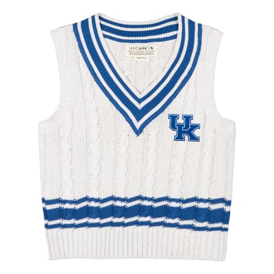  Kentucky Wildcats Uscape Apparel Women's Renew Cable V-Neck Vest Sweater - Ash