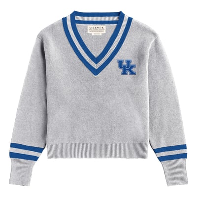  Kentucky Wildcats Uscape Apparel Women's Renew V-Neck Sweater - Ash
