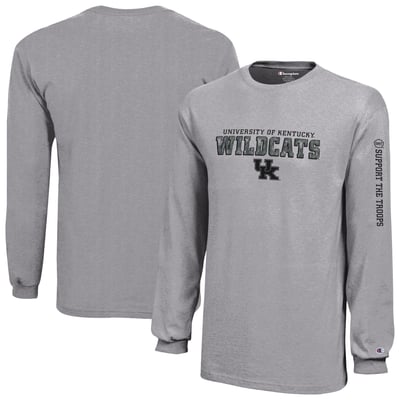  Kentucky Wildcats Champion Youth Operation Hat Trick Long Sleeve T-Shirt - Heather Gray