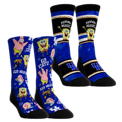  Kentucky Wildcats Rock Em Youth SpongeBob SquarePants Two-Pack Crew Socks Set - Blue