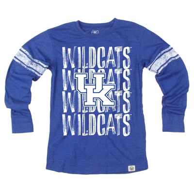  Kentucky Wildcats Wes & Willy Youth Long Sleeve Football Jersey T-Shirt - Royal