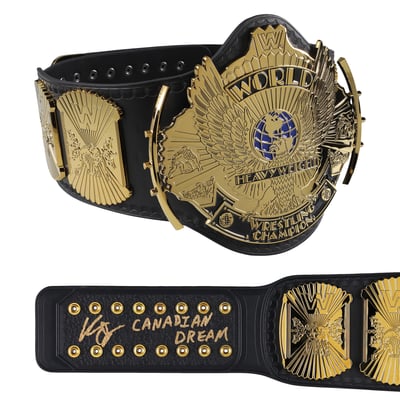 Kevin Owens WWE Autographed Winged Eagle Championship Replica Title Belt with "Canadian Dream" Inscription