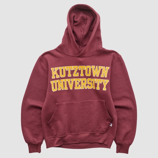 Kutztown Golden Bears Russell 90s Hooded Pullover Sweatshirt - Maroon - XS by Fanatics Real Vintage