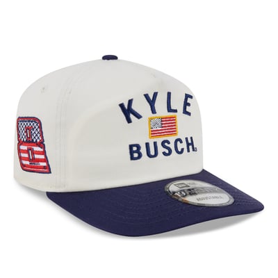  Kyle Busch New Era Flag 19TWENTY Adjustable Hat - Cream/Navy