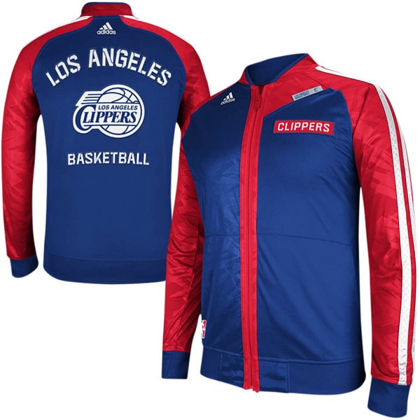 adidas LA Clippers On-Court Full Zip Track Jacket - Royal Blue/Red