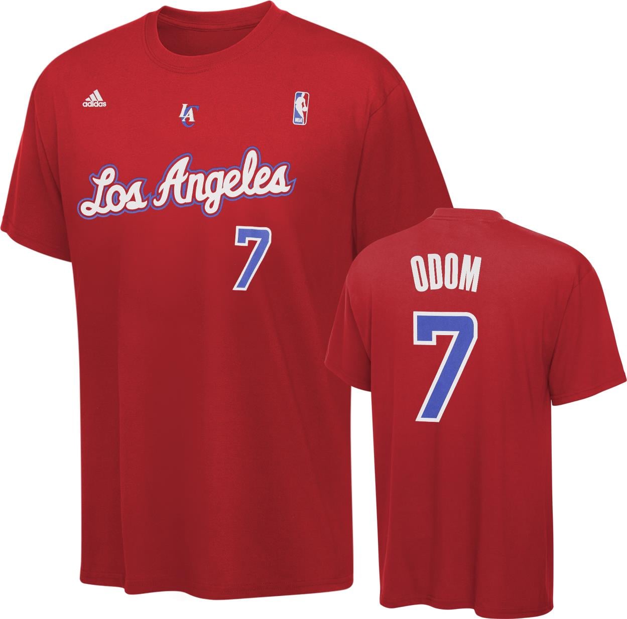 adidas Lamar Odom LA Clippers Red Name & Number T-Shirt