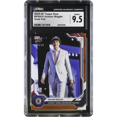Keaton Wagler LA Clippers 2025-26 Topps Now Gold Foil #KWAG #/50 CGC Authenticated MINT+ 9.5 Rookie Card