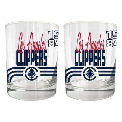 LA Clippers Two-Piece 12oz. Heritage Rocks Glass Set
