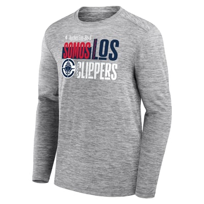  LA Clippers Fanatics Noches Long Sleeve T-Shirt - Heather Gray