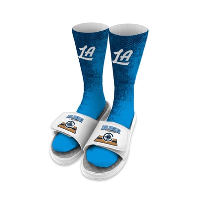 LA Clippers ISlide Unisex Court Collage Sock & Slide Bundle