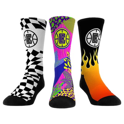  LA Clippers Rock Em Unisex Team Vibes Three-Pack Crew Socks Set - Black
