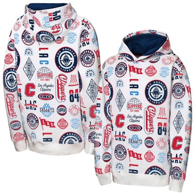LA Clippers Outerstuff Youth 3-and-D Allover Hoodie - White