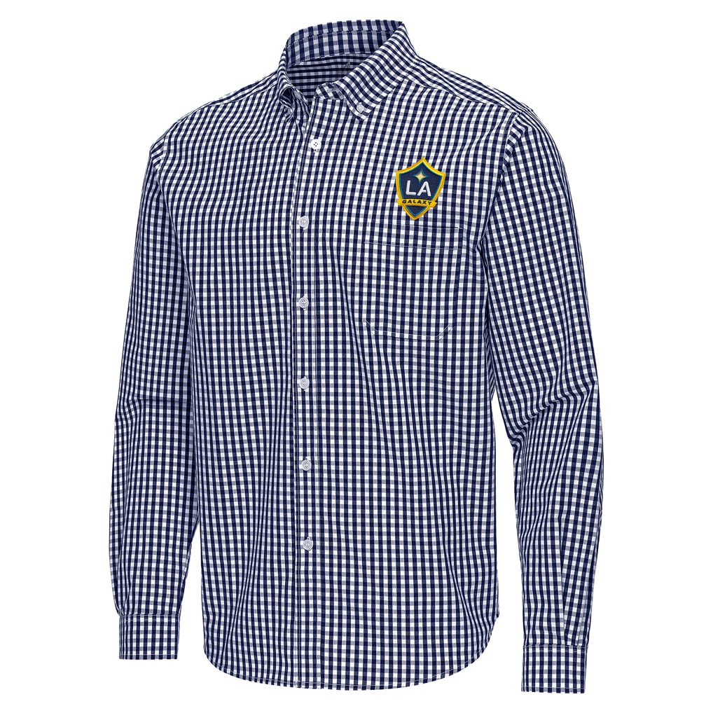 LA Galaxy Antigua Ellis Tri-Blend Long Sleeve Button-Down Shirt - Navy