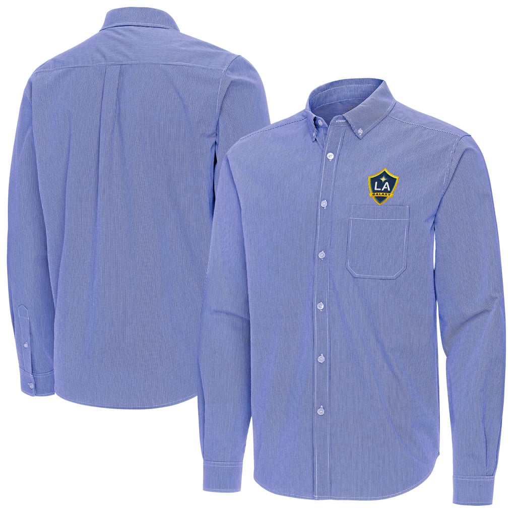 LA Galaxy Antigua Porter Woven Tri-Blend Long Sleeve Button-Down Shirt - Royal