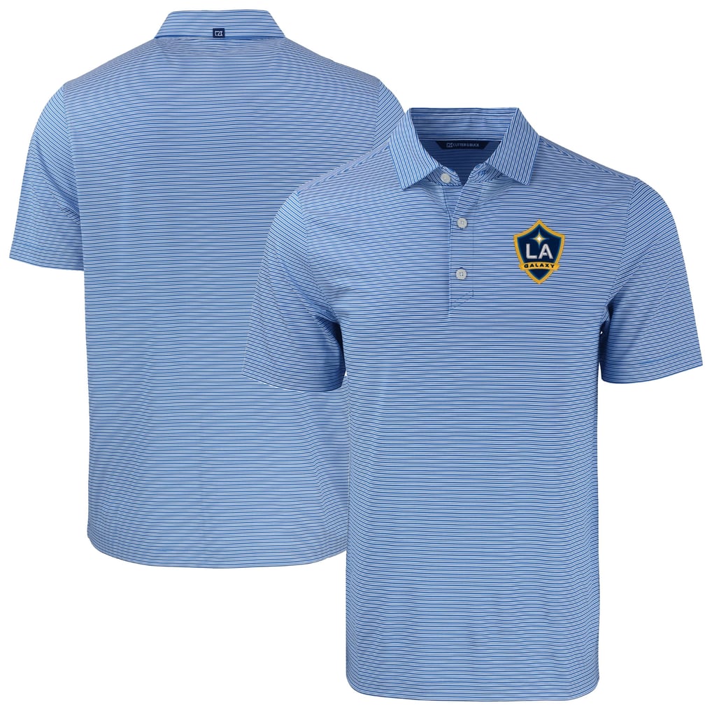 LA Galaxy Cutter & Buck Forge Eco Double Stripe Stretch Recycled Tri-Blend Polo - Blue/White