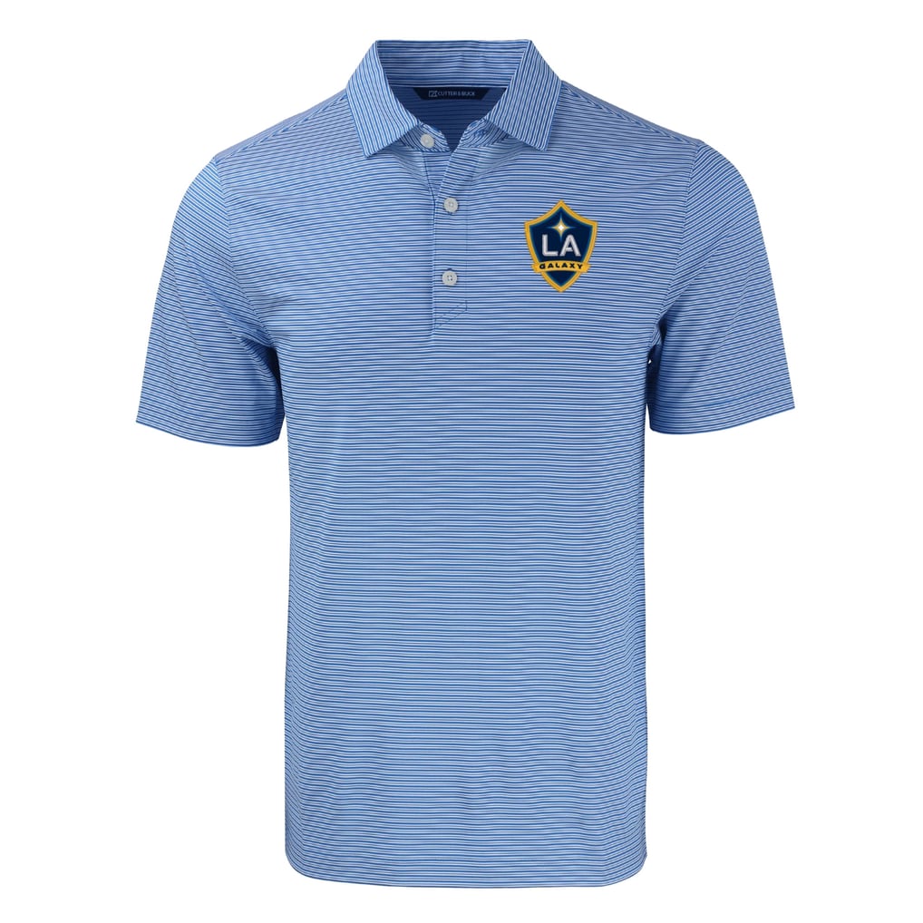 LA Galaxy Cutter & Buck Forge Eco Double Stripe Stretch Recycled Tri-Blend Polo - Blue/White