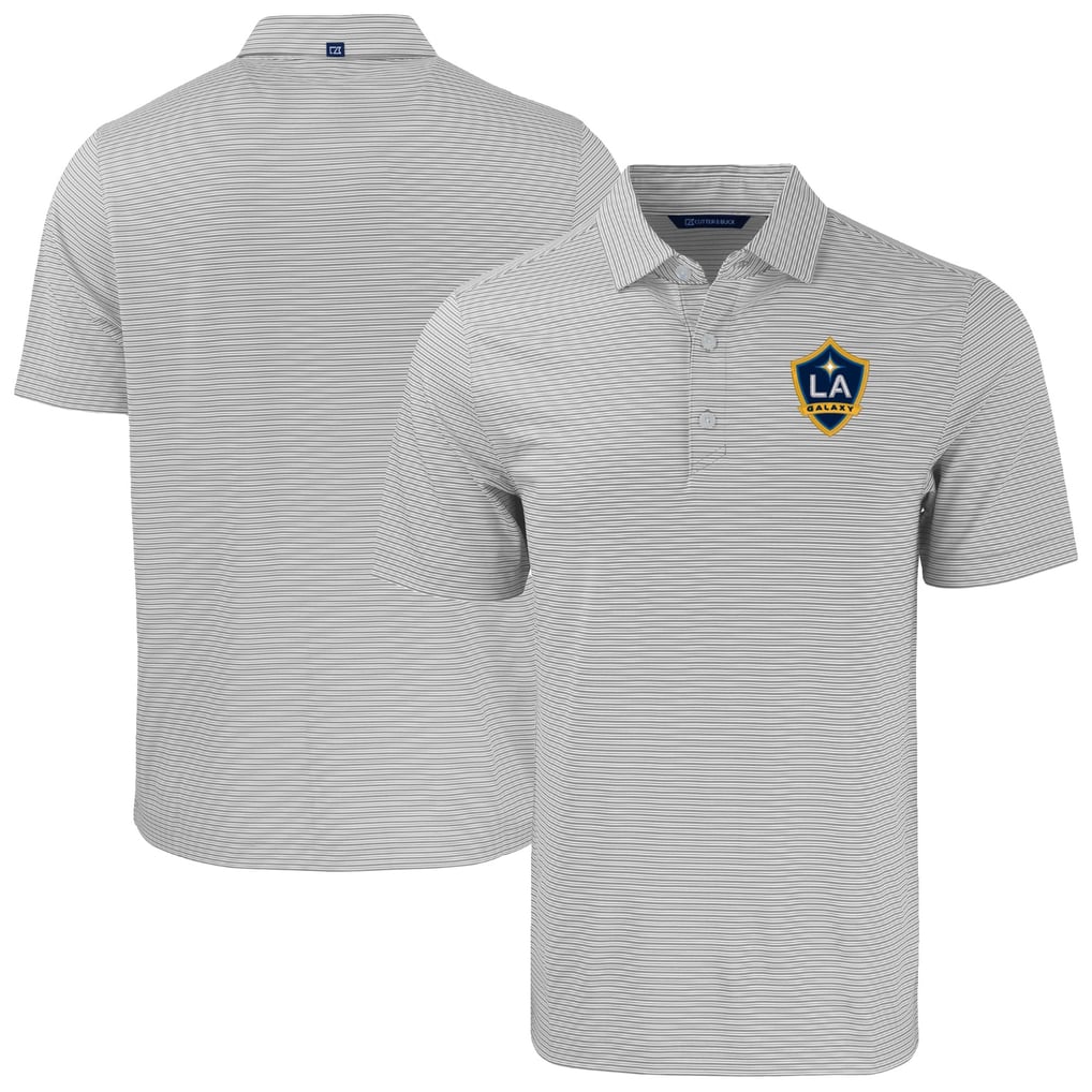 LA Galaxy Cutter & Buck Forge Eco Double Stripe Stretch Recycled Tri-Blend Polo - Gray/White