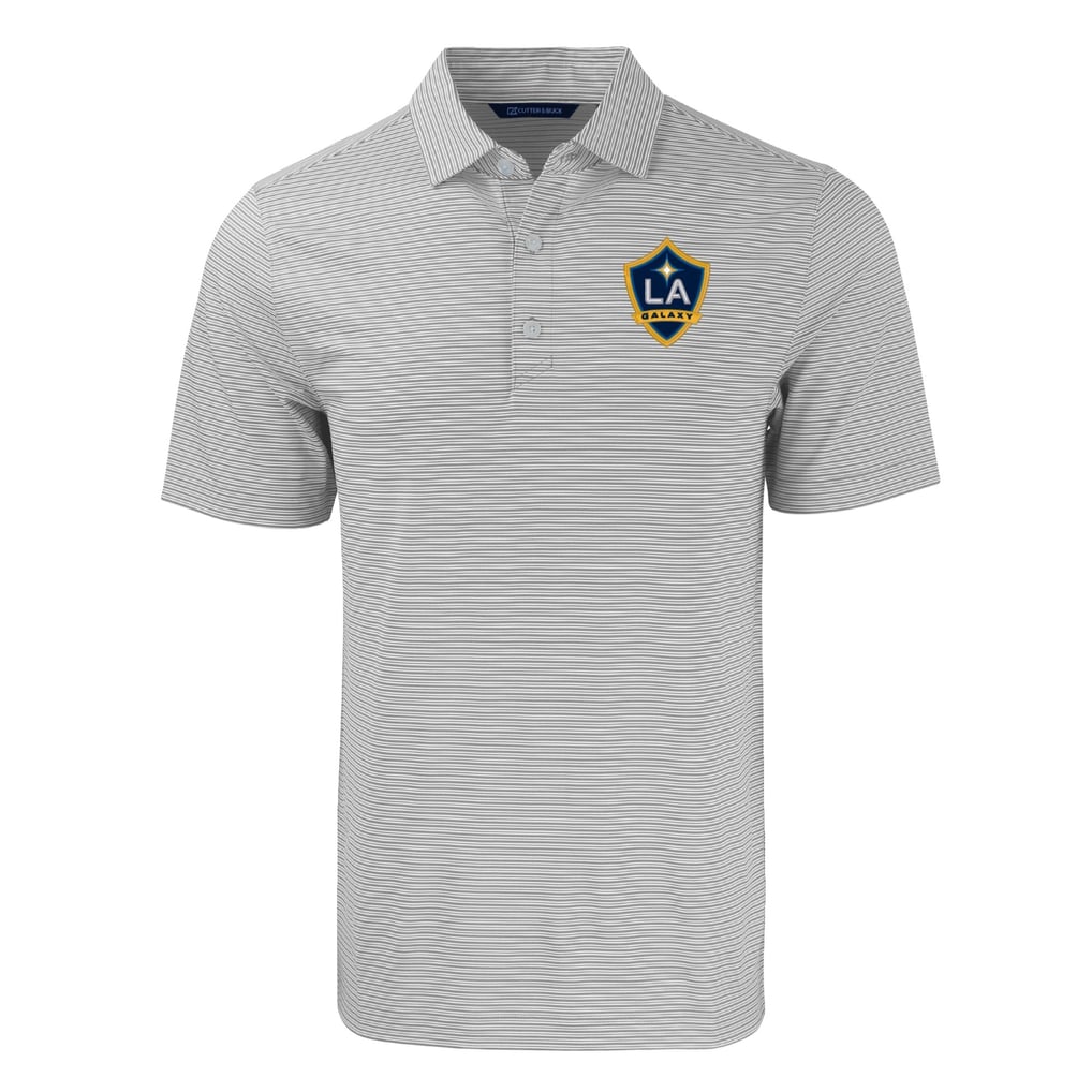 LA Galaxy Cutter & Buck Forge Eco Double Stripe Stretch Recycled Tri-Blend Polo - Gray/White