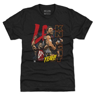 LA Knight 500 Level Vertical Name Premium Tri-Blend T-Shirt - Black