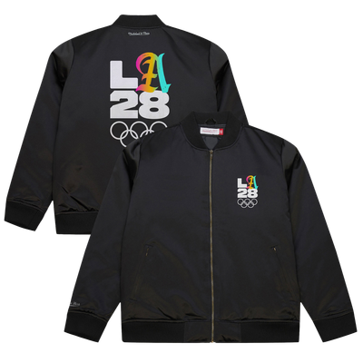 LA28 Summer Olympics Mitchell & Ness Satin Bomber Full-Zip Jacket - Black