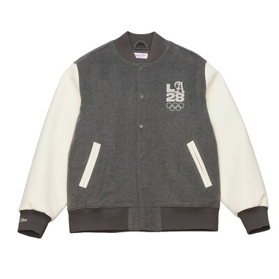 LA28 Summer Olympics Mitchell & Ness Varsity Full-Snap Jacket - Gray/Cream