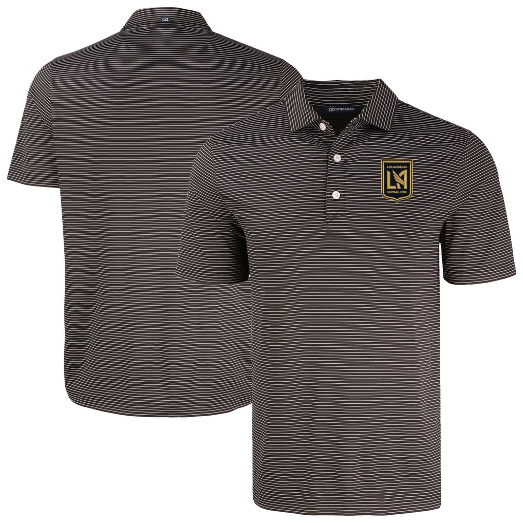 LAFC Cutter & Buck Forge Eco Fine Line Stripe Stretch Recycled Polo - Black
