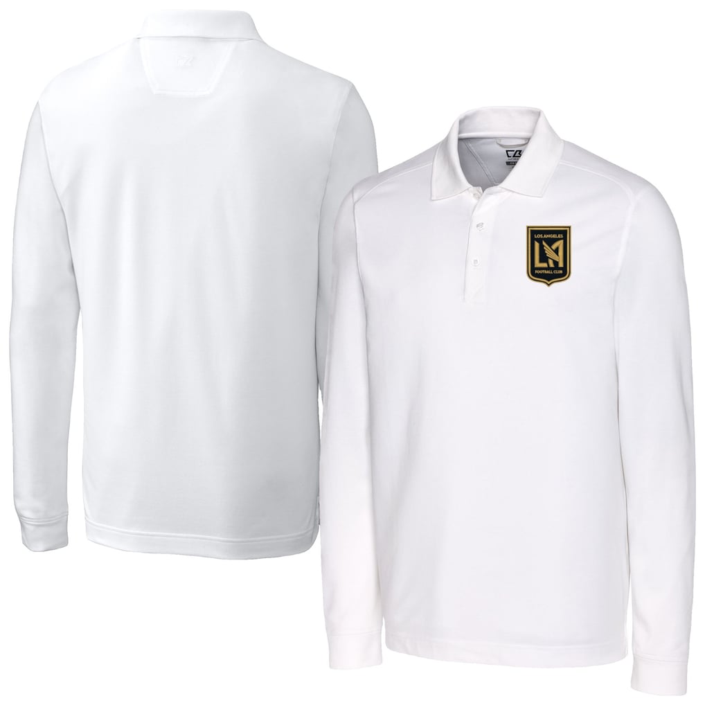 LAFC Cutter & Buck Advantage Eco Tri-Blend Pique Long Sleeve Polo - White