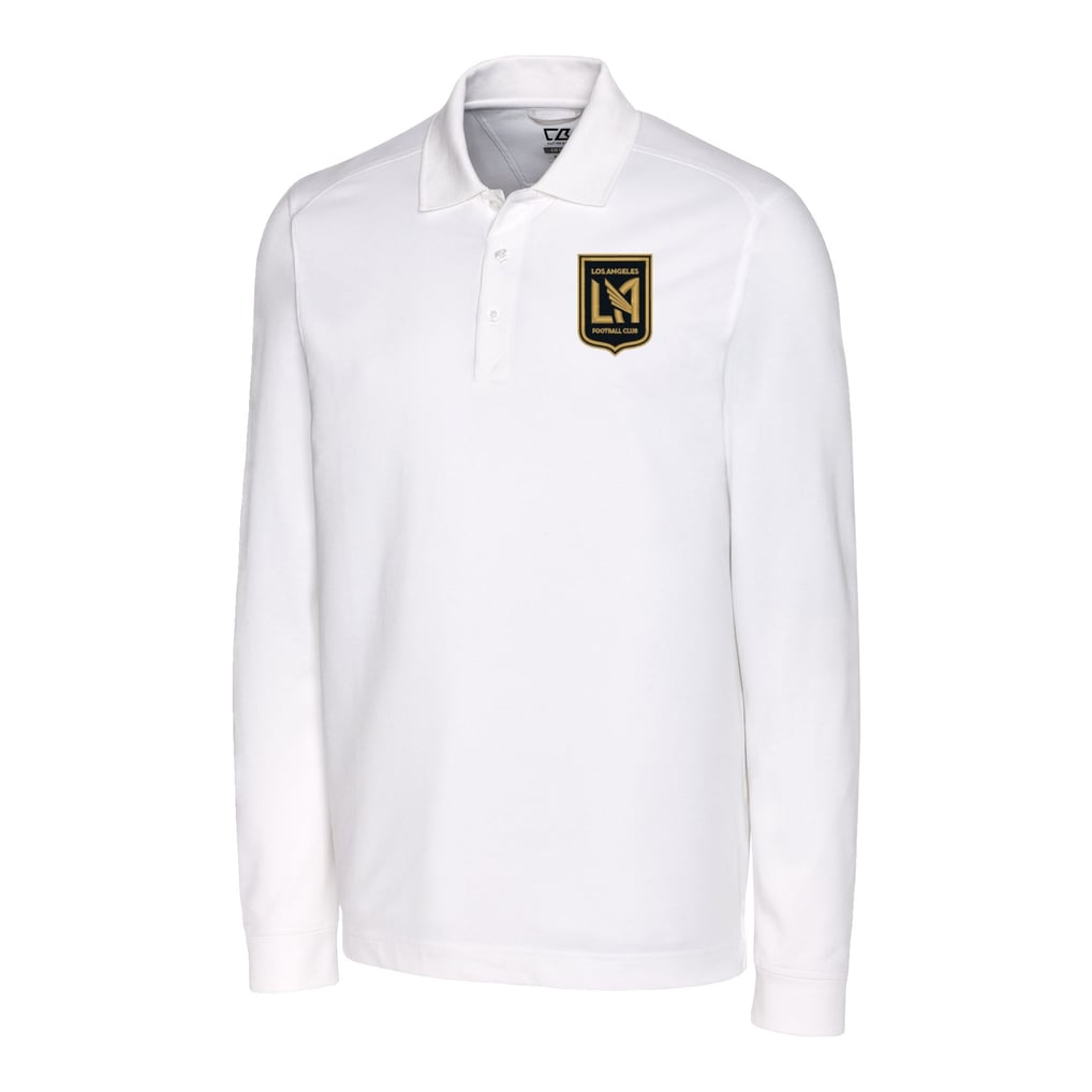 LAFC Cutter & Buck Advantage Eco Tri-Blend Pique Long Sleeve Polo - White