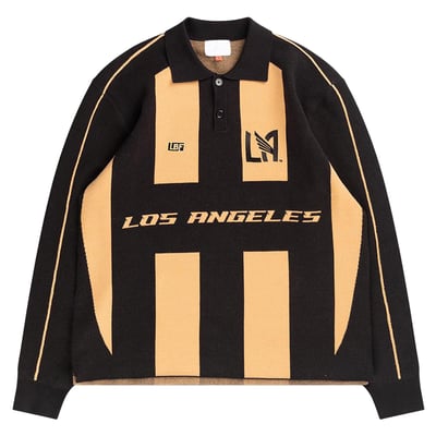 LAFC Live Breathe Futbol Unisex Rossi Long Sleeve Knit Polo - Gold