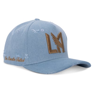 LAFC Live Breathe Futbol Unisex Distressed Snapback Hat - Light Blue