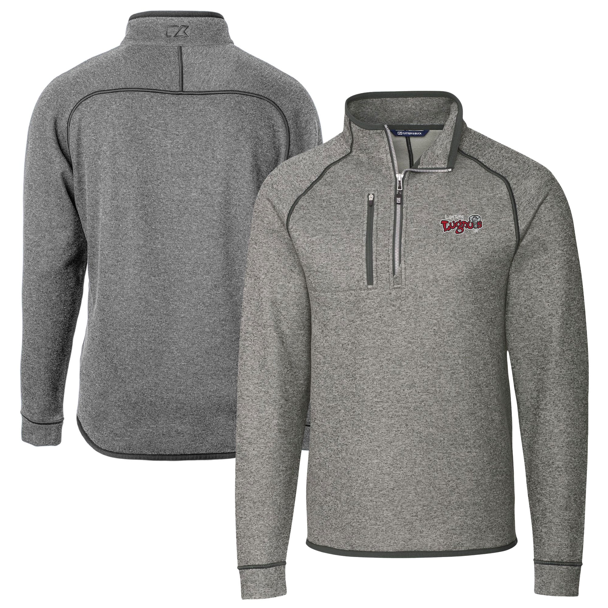 Kancing Zip Men's Lansing Lugnuts Cutter & Buck Heather Gray Big & Tall Mainsail ...