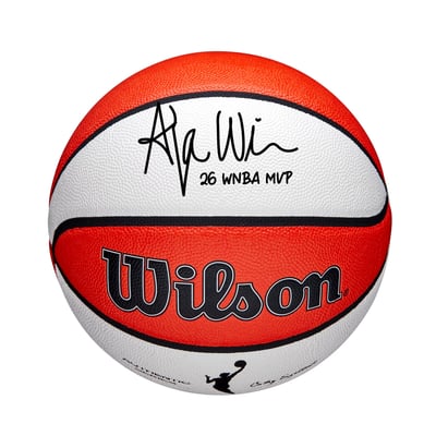 A'ja Wilson Las Vegas Aces Autographed Fanatics Authentic Wilson Authentic Series Indoor/Outdoor Basketball with "26 WNBA MVP" Inscription