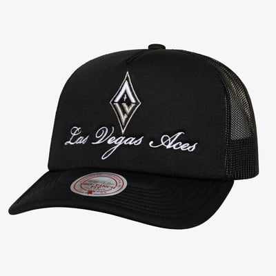 Las Vegas Aces Mitchell & Ness Unisex Script Pro Pinch Adjustable Trucker Hat - Black