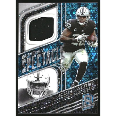 2022 Panini Spectra Sunday Spectacle Materials Neon Blue #22 Josh Jacobs