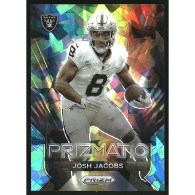 2023 Panini Prizm Prizmatic Prizms Blue Ice #15 Josh Jacobs