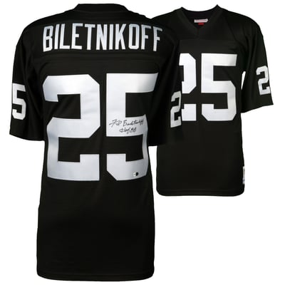 Fred Biletnikoff Las Vegas Raiders Fanatics Authentic Autographed Mitchell & Ness Black Replica Jersey with "HOF 88" Inscription