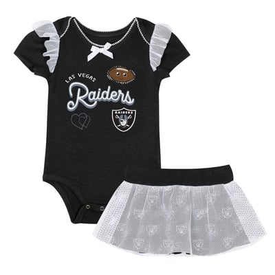 Las Vegas Raiders Outerstuff Girls Infant Melted Hearts Printed Bodysuit and Skirt Set - Black

