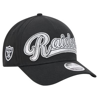 Las Vegas Raiders New Era Girls Youth Glitz 9FORTY A-Frame Adjustable Hat - Black