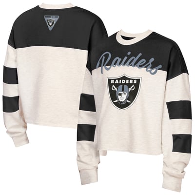 Las Vegas Raiders Outerstuff Girls Youth Dynasty Terry Sweatshirt - Cream/Black
