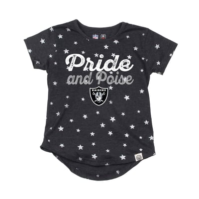  Las Vegas Raiders Wes & Willy Girls Youth Shimmer Star T-Shirt - Black