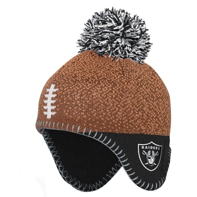 Las Vegas Raiders Outerstuff Infant Football Head Knit Hat with Pom - Brown