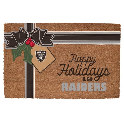 Las Vegas Raiders 20" x 30" Holiday Gift Wrap Coir Door Mat
