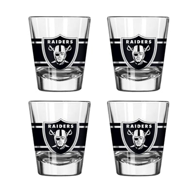 Las Vegas Raiders Logo Brands Four-Piece Stripe Shot Glass Set
