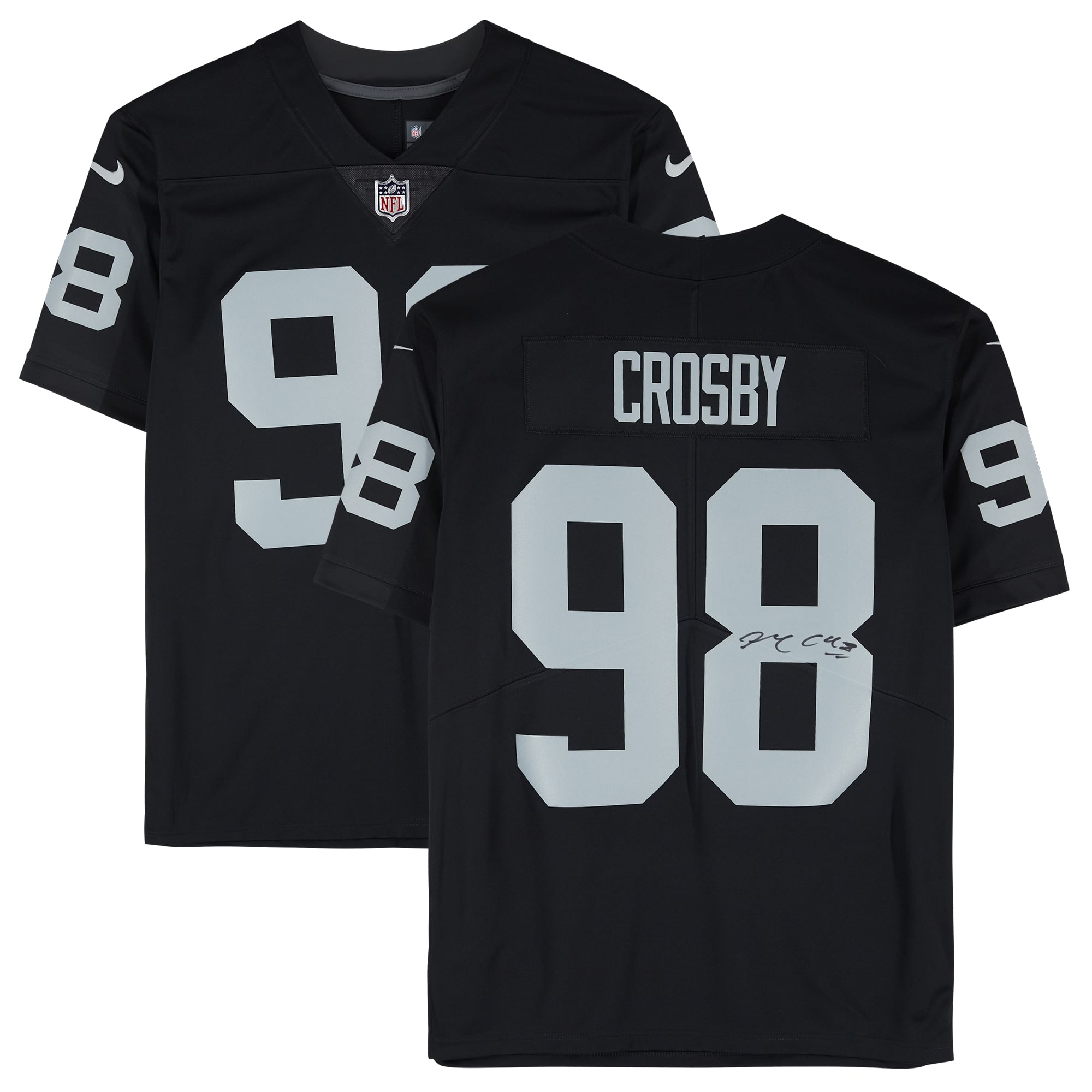 Ap Weapon Code Maxx Crosby Las Vegas Raiders Autographed Fanatics Authentic Nike Black ...
