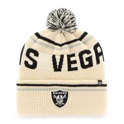  Las Vegas Raiders '47 Quattrle Cuffed Knit Hat with Pom - Natural