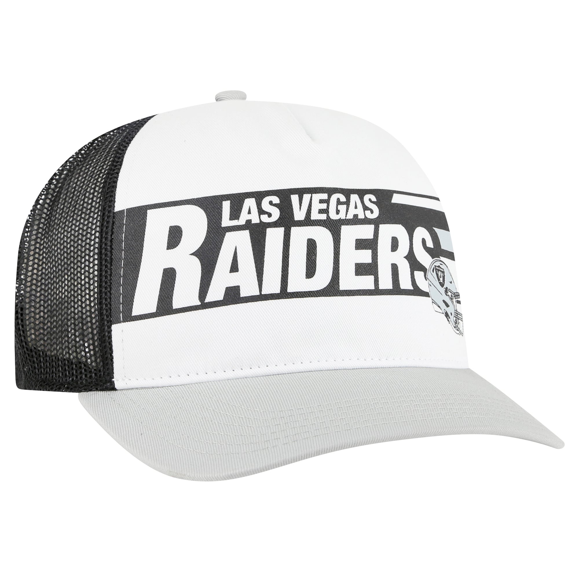 Las Vegas Raiders White & Black Sequin Chain Trucker Hat Las Vegas Raiders White Rhinestone Logo Cowboy Hat FOCO main image 4